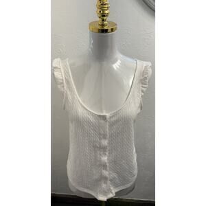 Francesca's Lisa Button Down Tank Top Full Button Style #WSO1335 Medium Ivory